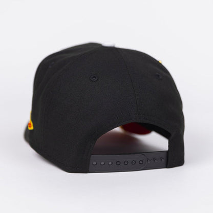NEW ERA EXCLUSIVE 9FIFTY BLACK LOS ANGELES DODGERS SNAPBACK W/ RED HEART + 100TH ANNIVERSARY SIDE PATCH