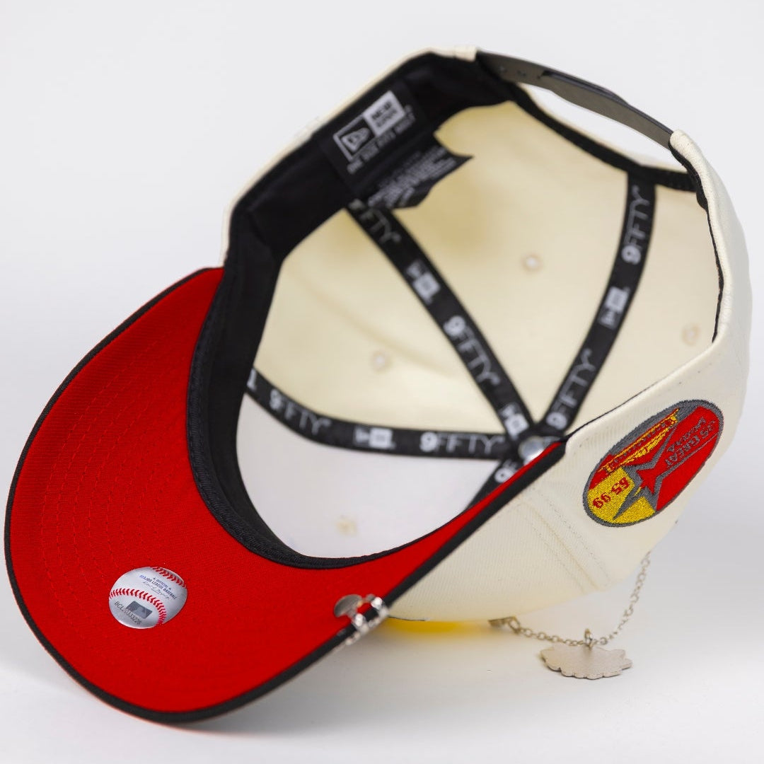 NEW ERA EXCLUSIVE 9FIFTY CHROME/ BLACK HOUSTON ASTROS SNAPBACK W/ RED ROSES + 35TH ANNIVERSARY SIDE PATCH