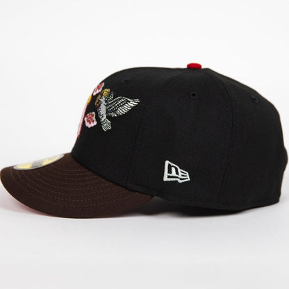 NEW ERA EXCLUSIVE 59FIFTY BLACK/ BROWN ANAHEIM ANGELS "CITY OF ANGELS" W/ ALL STAR GAME SIDE PATCH