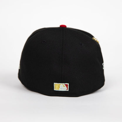 NEW ERA EXCLUSIVE 59FIFTY BLACK/ BROWN BALTIMORE ORIOLES "CITY OF ANGELS" W/ 50TH ANNIVERSARY SIDE PATCH
