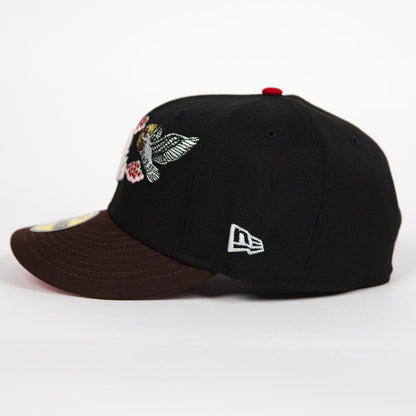 NEW ERA EXCLUSIVE 59FIFTY BLACK/ BROWN BALTIMORE ORIOLES "CITY OF ANGELS" W/ 50TH ANNIVERSARY SIDE PATCH
