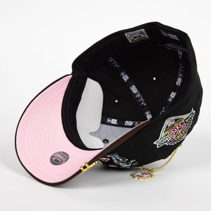 NEW ERA EXCLUSIVE 59FIFTY BLACK/ BROWN BALTIMORE ORIOLES "CITY OF ANGELS" W/ 50TH ANNIVERSARY SIDE PATCH