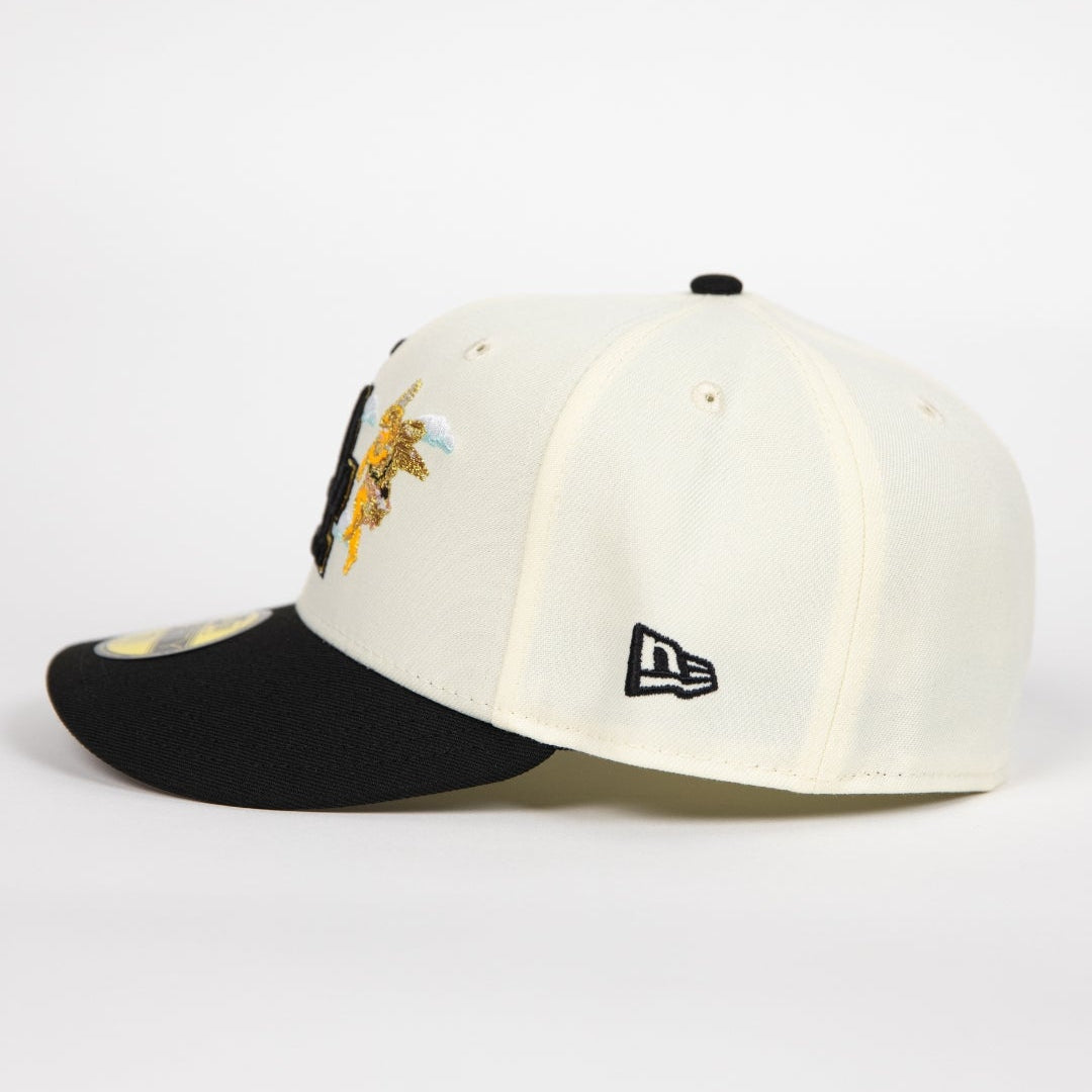 NEW ERA EXCLUSIVE 59FIFTY CHROME/ BLACK LOS ANGELES DODGERS "CITY OF ANGELS" W/ 60TH ANNIVERSARY SIDE PATCH