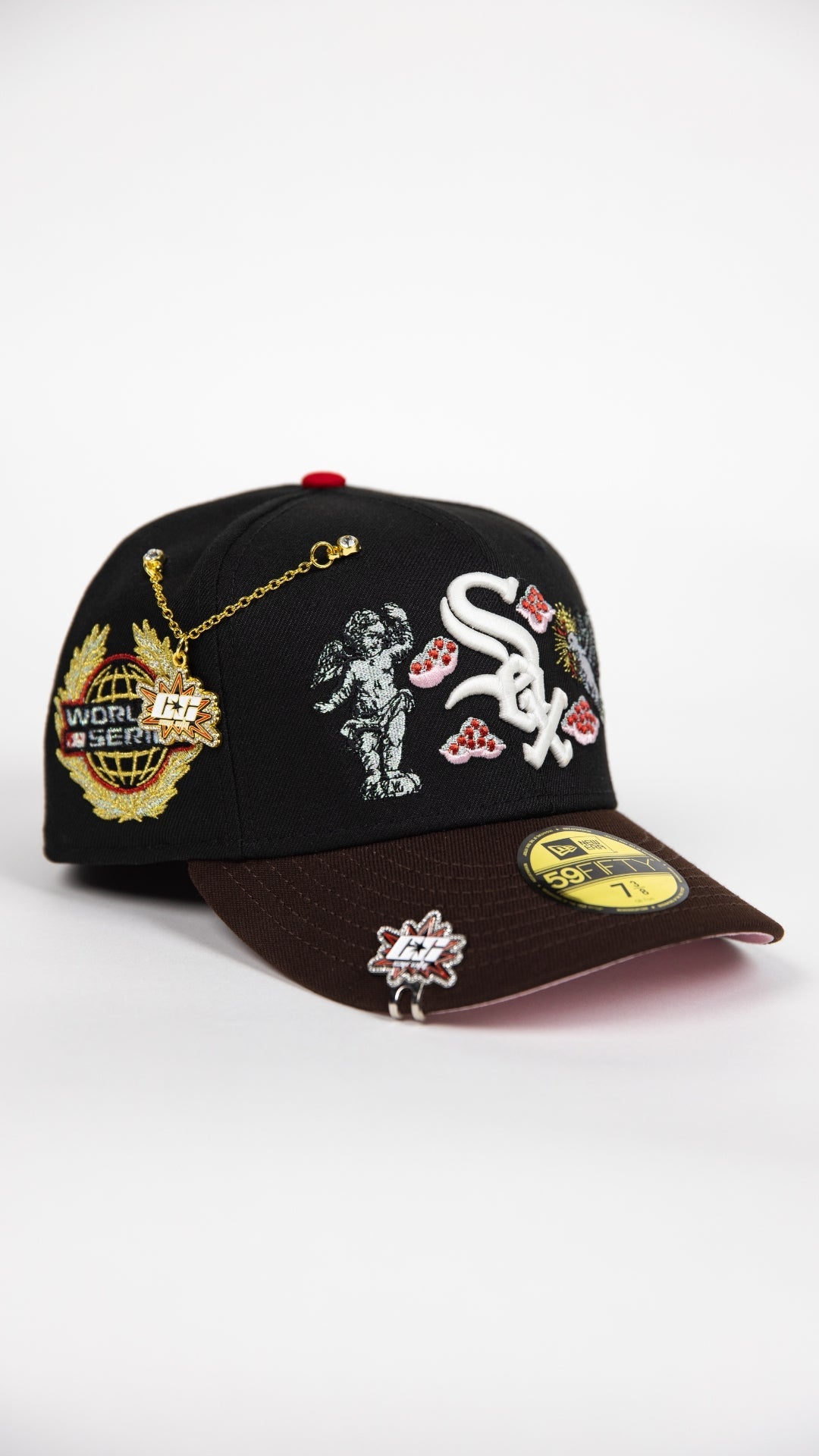 NEW ERA EXCLUSIVE 59FIFTY BLACK/ BROWN CHICAGO WHITE SOX "CITY OF ANGELS" W/ WORLD SERIES SIDE PATCH