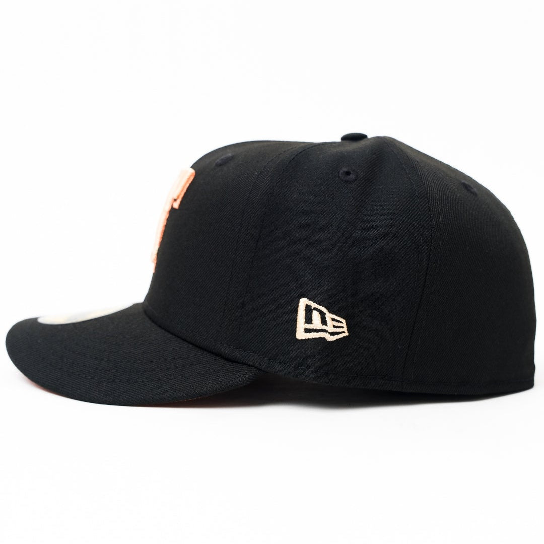 NEW ERA EXCLUSIVE 59FIFTY BLACK TEXAS RANGERS W/ 2011 WORLD SERIES SIDE PATCH