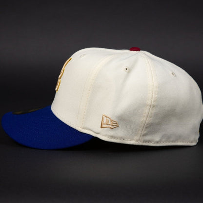 NEW ERA EXCLUSIVE 59FIFTY CHROME/ BLUE ATLANTA BRAVES W/ 2017 INAUGURAL SEASON SIDE PATCH