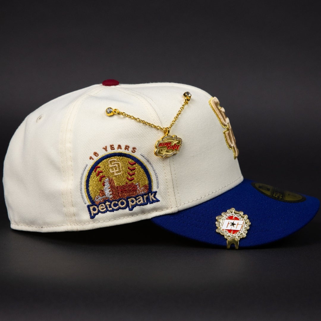 NEW ERA EXCLUSIVE 59FIFTY CHROME/ BLUE SAN DIEGO PADRES W/ PETCO PARK SIDE PATCH