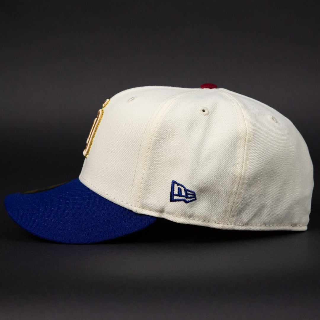 NEW ERA EXCLUSIVE 59FIFTY CHROME/ BLUE SAN DIEGO PADRES W/ PETCO PARK SIDE PATCH