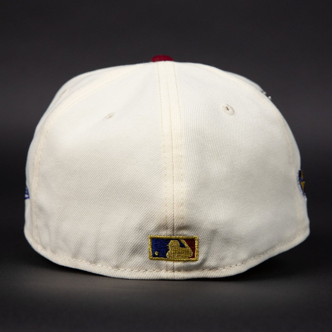 NEW ERA EXCLUSIVE 59FIFTY CHROME/ BLUE LOS ANGELES DODGERS W/ 50TH ANNVERSARY SIDE PATCH