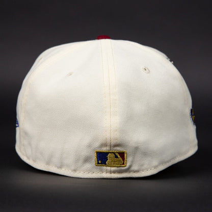 NEW ERA EXCLUSIVE 59FIFTY CHROME/ BLUE LOS ANGELES DODGERS W/ 50TH ANNVERSARY SIDE PATCH