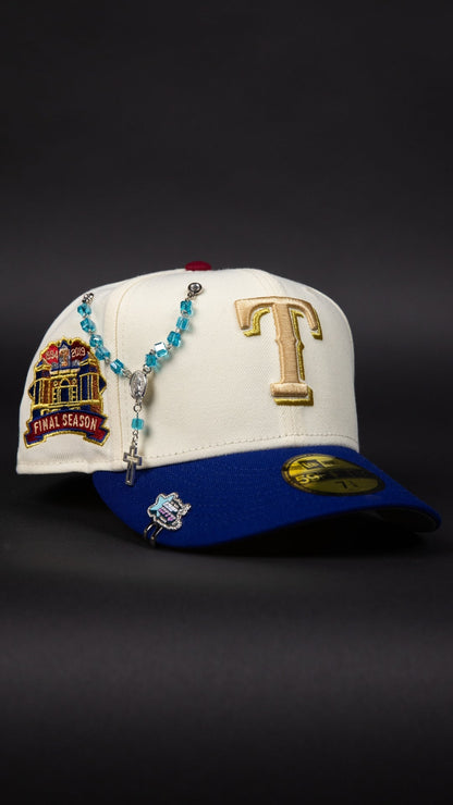 NEW ERA EXCLUSIVE 59FIFTY CHROME/ BLUE TEXAS RANGERS W/ FINAL SEASON SIDE PATCH
