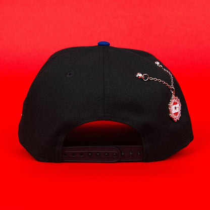 NEW ERA 9FIFTY A-FRAME BLACK/ BLUE LOS ANGELES DODGERS SNAPBACK W/ BLUE HEART + 60TH ANNIVERSARY SIDE PATCH