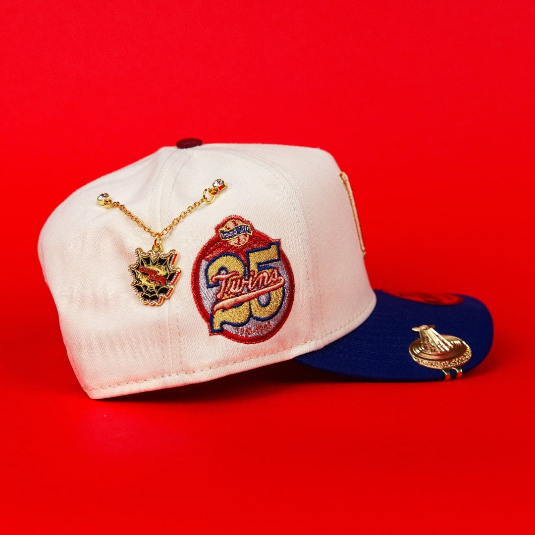 NEW ERA 9FIFTY A-FRAME CHROME/ BLUE MINNESOTA TWINS SNAPBACK W/ 25TH ANNIVERSARY SIDE PATCH