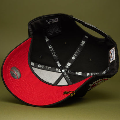 NEW ERA 9FIFTY A-FRAME BLACK LOS ANGELES DODGERS SNAPBACK W/ 50TH ANNIVERSARY SIDE PATCH