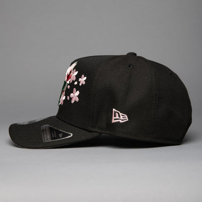 NEW ERA 9FIFTY A-FRAME BLACK TORONTO BLUE JAYS SNAPBACK W/ FLORAL EMBROIDERY + WORLD SERIES SIDE PATCH