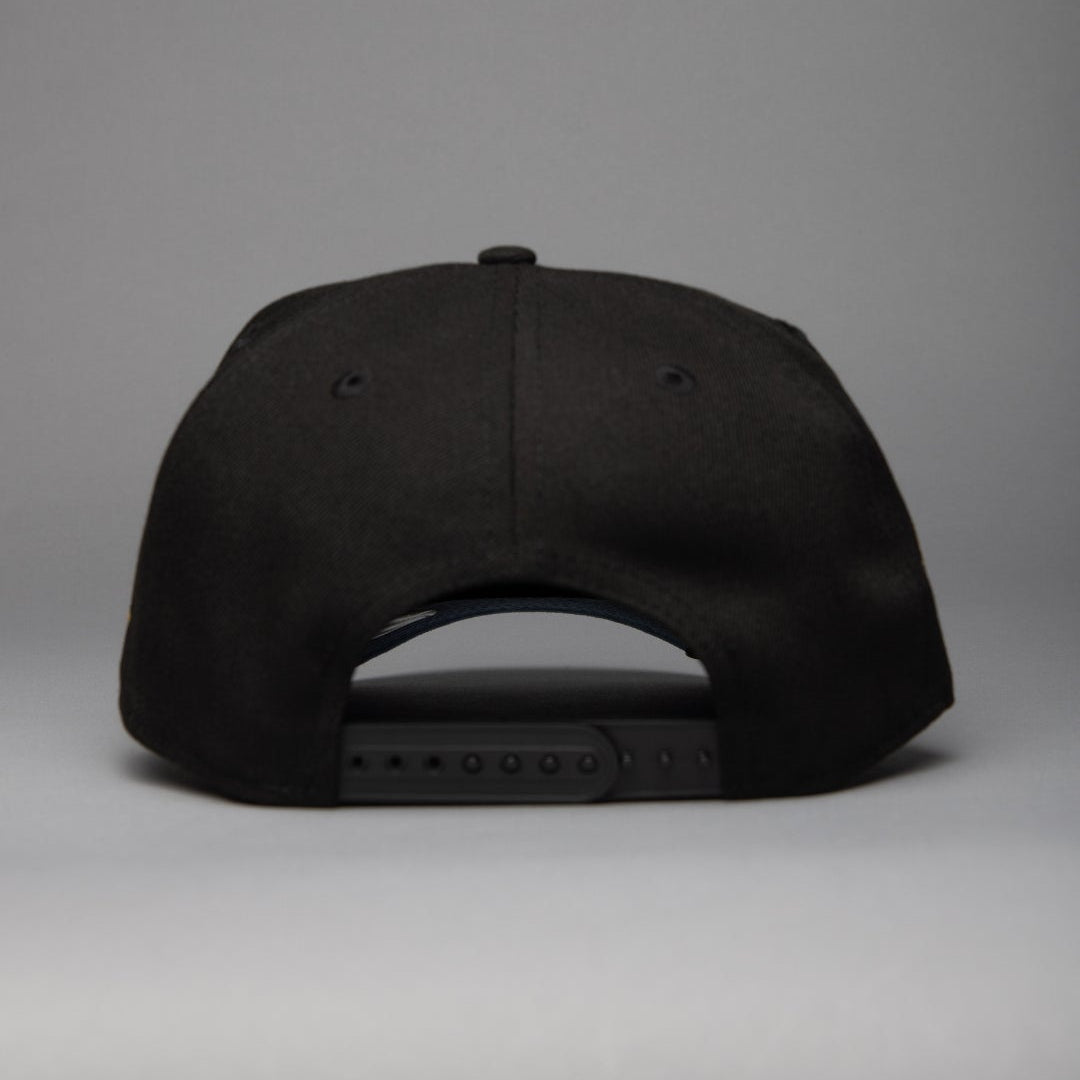 NEW ERA 9FIFTY A-FRAME BLACK LOS ANGELES DODGERS SNAPBACK W/ HEART + 50TH ANNIVERSARY SIDE PATCH