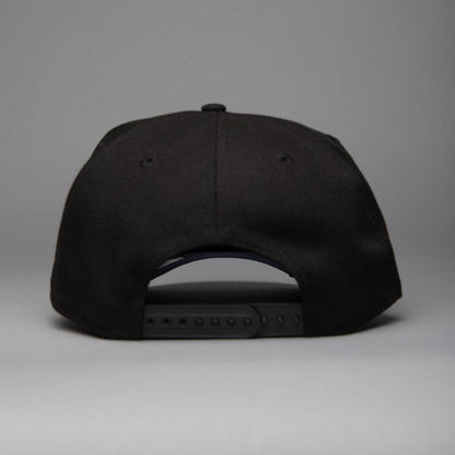 NEW ERA 9FIFTY A-FRAME BLACK LOS ANGELES DODGERS SNAPBACK W/ HEART + 50TH ANNIVERSARY SIDE PATCH