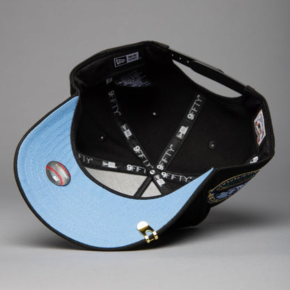 NEW ERA 9FIFTY A-FRAME BLACK LOS ANGELES DODGERS SNAPBACK W/ HEART + 50TH ANNIVERSARY SIDE PATCH