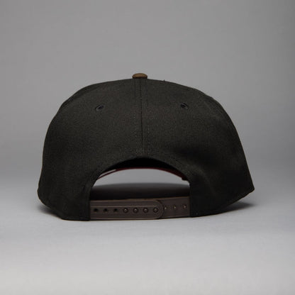 NEW ERA 9FIFTY A-FRAME BLACK/BROWN LAS VEGAS RAIDERS SNAPBACK W/ SUPER BOWL CHAMPIONS SIDE PATCH