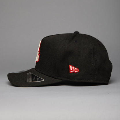 NEW ERA 9FIFTY A-FRAME BLACK BALTIMORE ORIOLES SNAPBACK W/ 50TH ANNIVERSARY SIDE PATCH