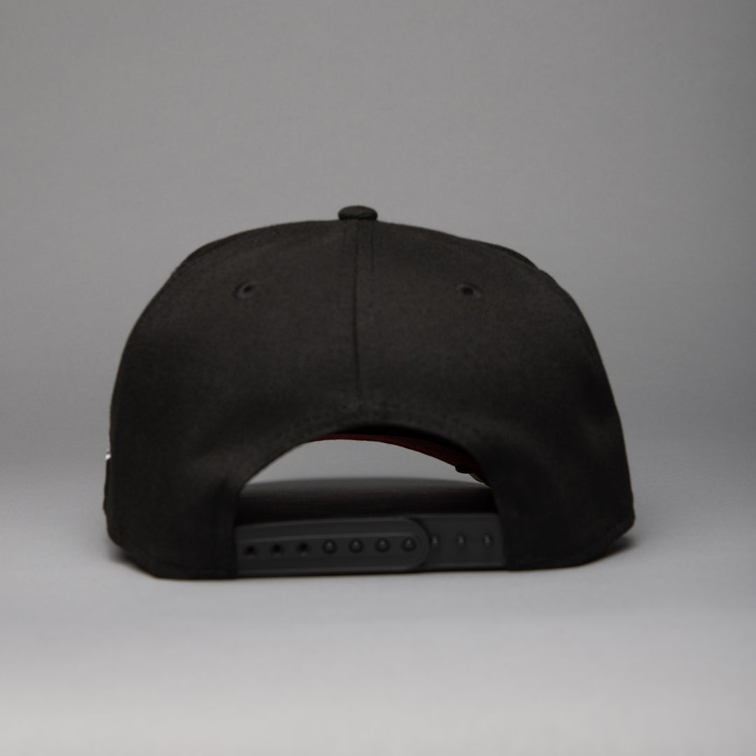 NEW ERA 9FIFTY A-FRAME BLACK HOUSTON ASTROS SCRIPT SNAPBACK W/ ASTRODOME SIDE PATCH