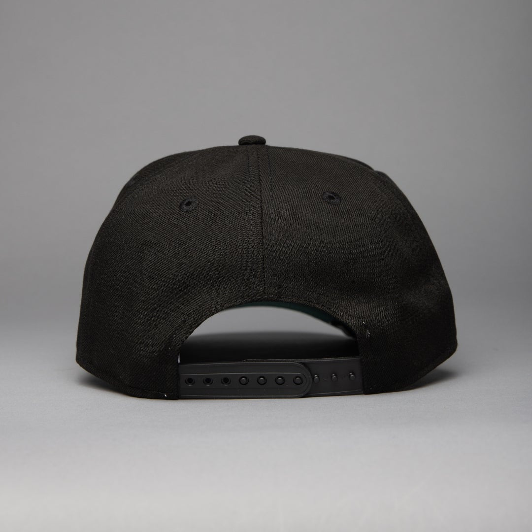 NEW ERA 9FIFTY A-FRAME BLACK LOS ANGELES DODGERS SNAPBACK W/ 50TH ANNIVERSARY SIDE PATCH