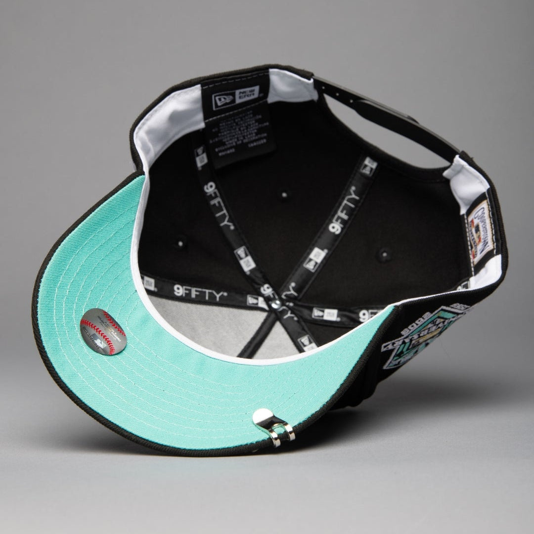 NEW ERA 9FIFTY A-FRAME BLACK LOS ANGELES DODGERS SNAPBACK W/ 50TH ANNIVERSARY SIDE PATCH