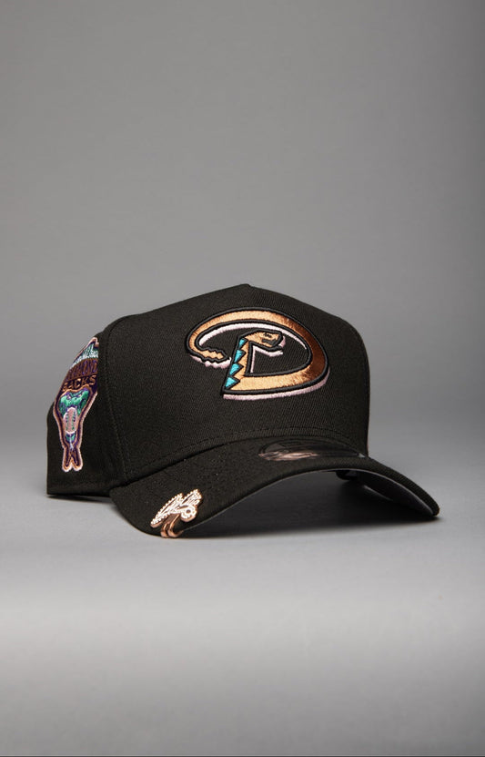 NEW ERA 9FIFTY A-FRAME BLACK ARIZONA DIAMONDBACKS SNAPBACK W/ 1998 INAUGURAL SEASON SIDE PATCH