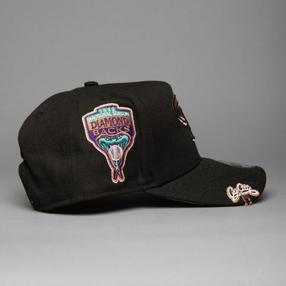 NEW ERA 9FIFTY A-FRAME BLACK ARIZONA DIAMONDBACKS SNAPBACK W/ 1998 INAUGURAL SEASON SIDE PATCH