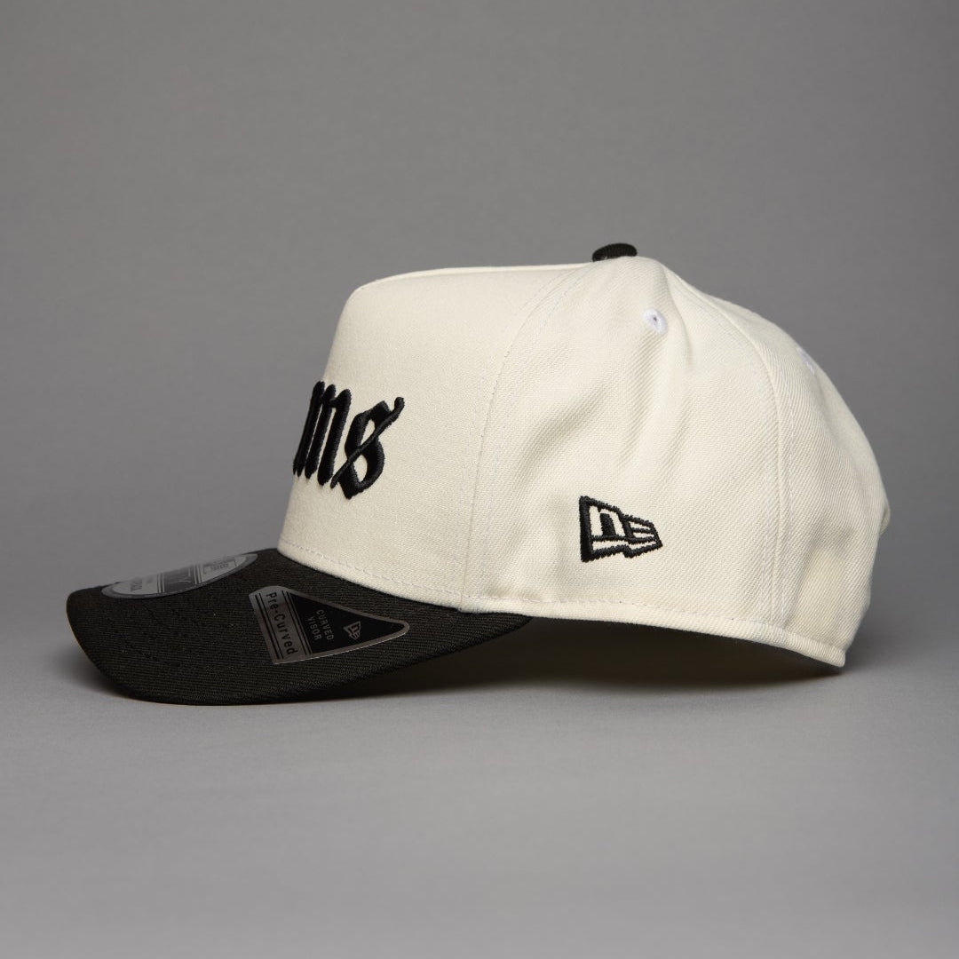NEW ERA 9FIFTY A-FRAME CHROME/BLACK LOS ANGELES RAMS SCRIPT SNAPBACK W/ PRO BOWL SIDE PATCH