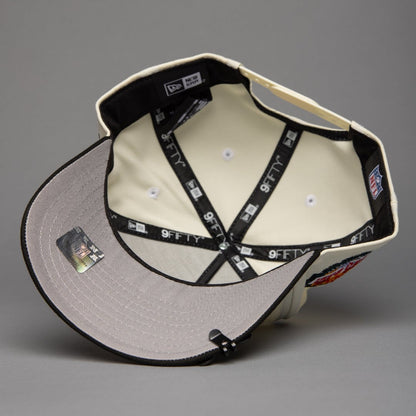 NEW ERA 9FIFTY A-FRAME CHROME/BLACK LOS ANGELES RAMS SCRIPT SNAPBACK W/ PRO BOWL SIDE PATCH