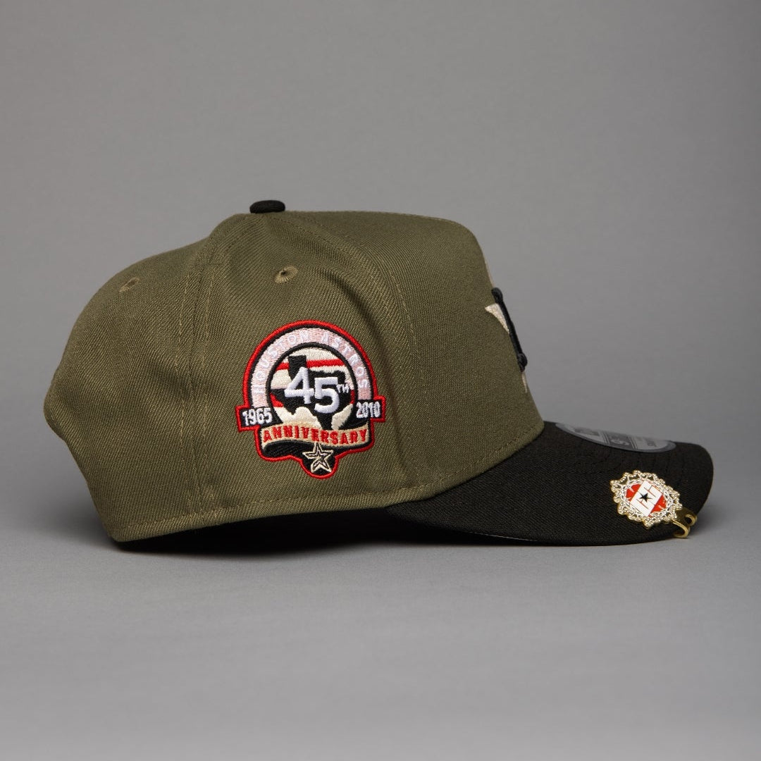 NEW ERA 9FIFTY A-FRAME OLIVE/BLACK HOUSTON ASTROS W/ 45TH ANNIVERSARY SIDE PATCH