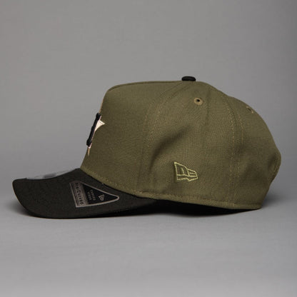 NEW ERA 9FIFTY A-FRAME OLIVE/BLACK HOUSTON ASTROS W/ 45TH ANNIVERSARY SIDE PATCH