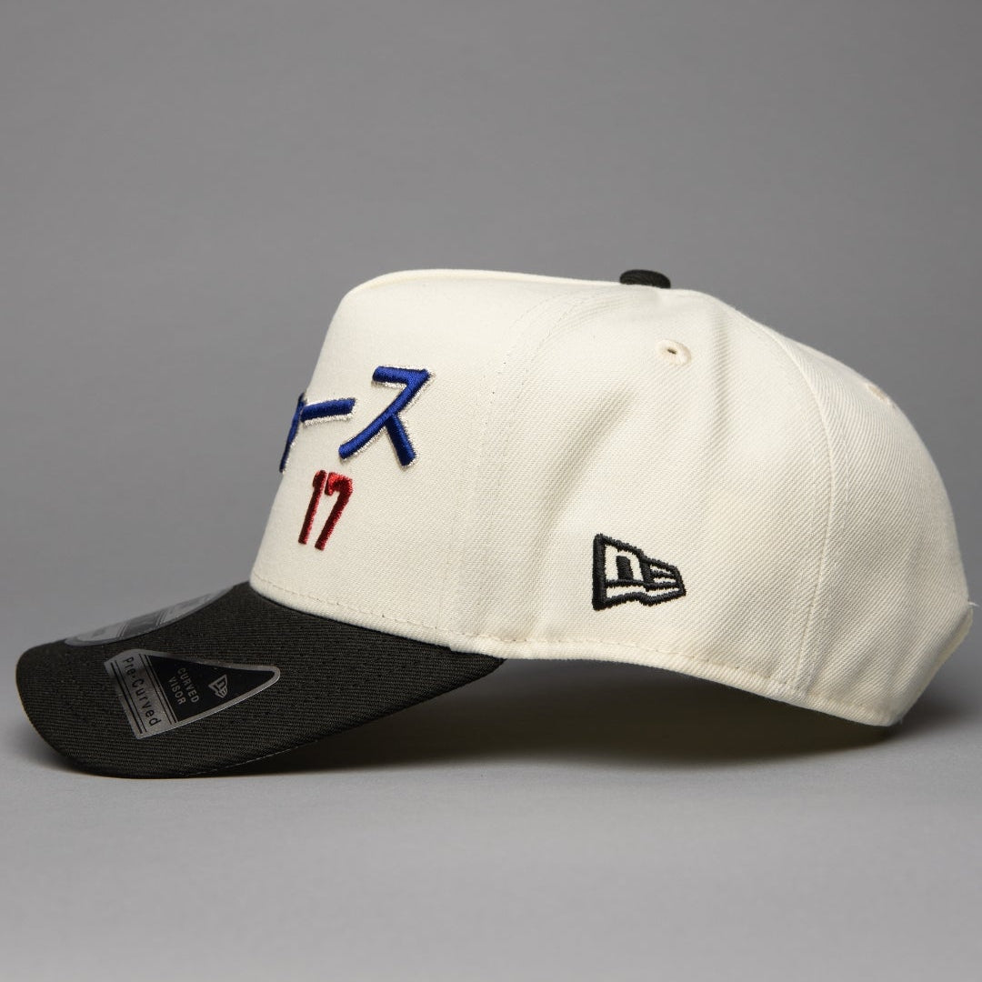 NEW ERA 9FIFTY A-FRAME CHROME/BLACK LOS ANGELES DODGERS JAPANESE SCRIPT W/ 100TH ANNIVERSARY SIDE PATCH