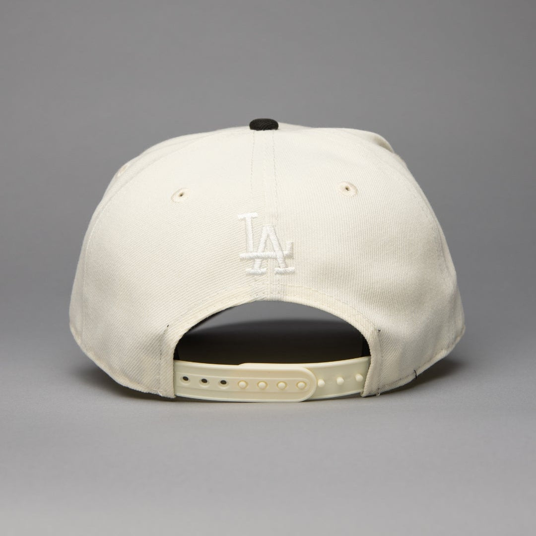 NEW ERA 9FIFTY A-FRAME CHROME/BLACK LOS ANGELES DODGERS JAPANESE SCRIPT W/ 100TH ANNIVERSARY SIDE PATCH