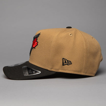 NEW ERA 9FIFTY A-FRAME KHAKI/BLACK TORONTO BLUE JAYS SNAPBACK W/ 1991 ALL STAR GAME SIDE PATCH