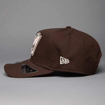 NEW ERA 9FIFTY A-FRAME DARK BROWN ANAHEIM ANGELS SNAPBACK W/ 40TH ANNIVERSARY SIDE PATCH