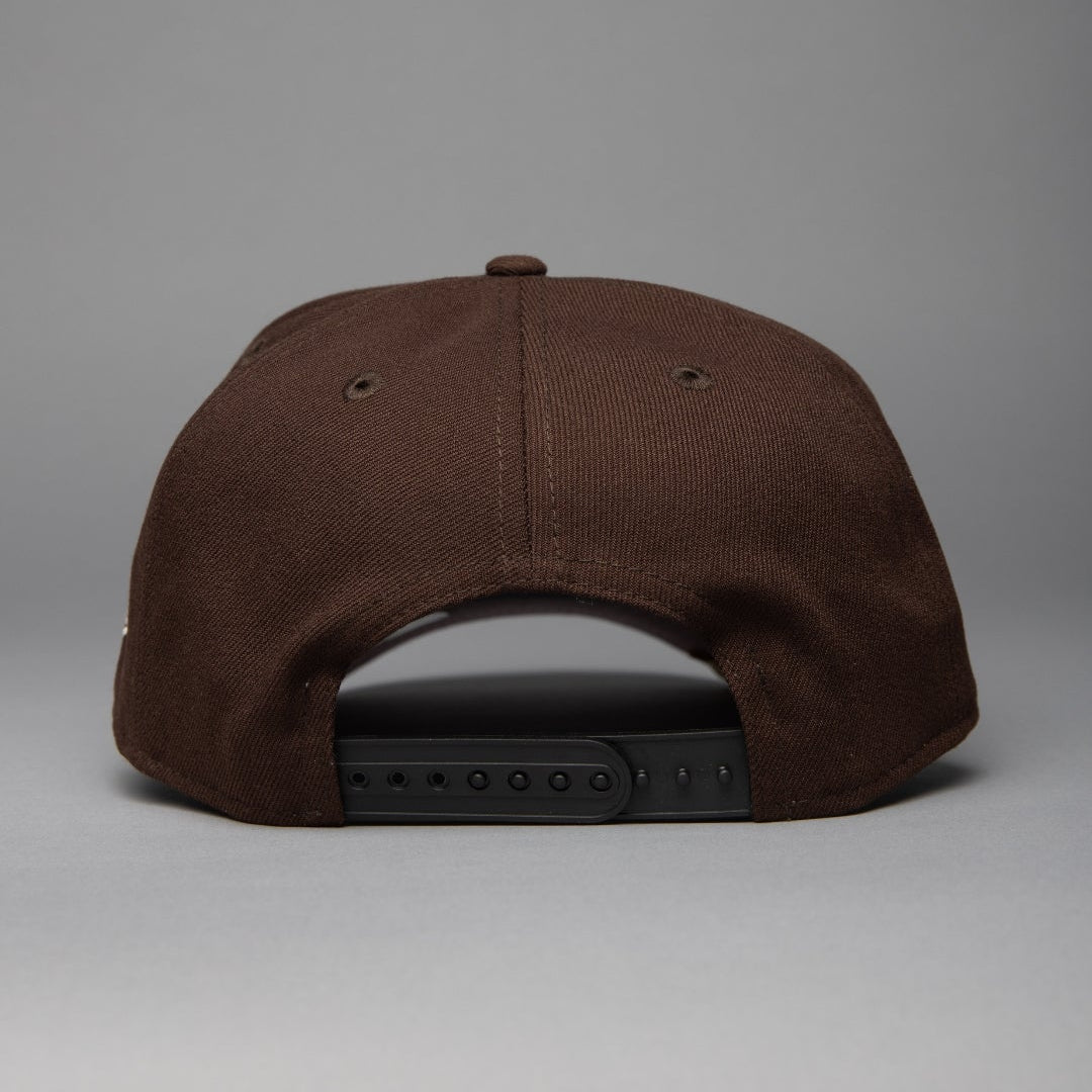 NEW ERA 9FIFTY A-FRAME DARK BROWN ANAHEIM ANGELS SNAPBACK W/ 40TH ANNIVERSARY SIDE PATCH
