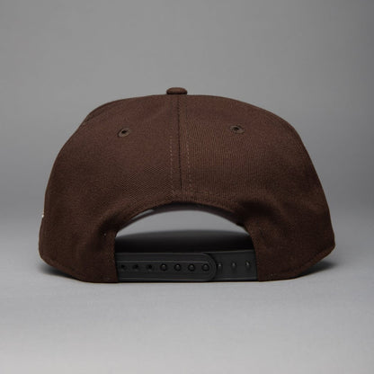 NEW ERA 9FIFTY A-FRAME DARK BROWN ANAHEIM ANGELS SNAPBACK W/ 40TH ANNIVERSARY SIDE PATCH