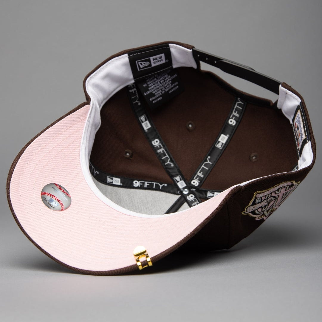 NEW ERA 9FIFTY A-FRAME DARK BROWN ANAHEIM ANGELS SNAPBACK W/ 40TH ANNIVERSARY SIDE PATCH