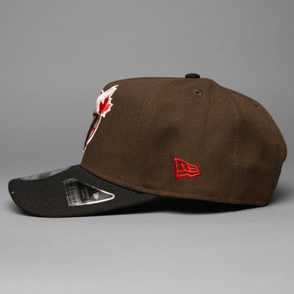 NEW ERA 9FIFTY A-FRAME BROWN/BLACK TORONTO BLUE JAYS SNAPBACK W/ 1990 ALL STAR GAME SIDE PATCH