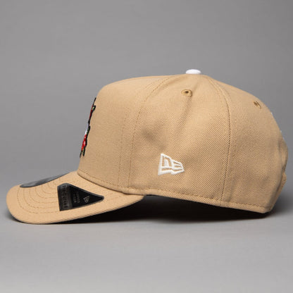 NEW ERA 9FIFTY A-FRAME LIGHT KHAKI LOS ANGELES DODGERS W/ ROSES + 1ST CHAMPIONSHIP SIDE PATCH