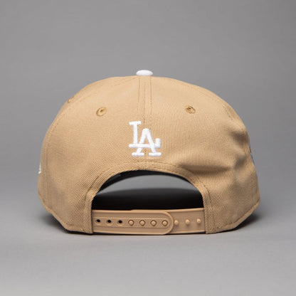 NEW ERA 9FIFTY A-FRAME LIGHT KHAKI LOS ANGELES DODGERS W/ ROSES + 1ST CHAMPIONSHIP SIDE PATCH