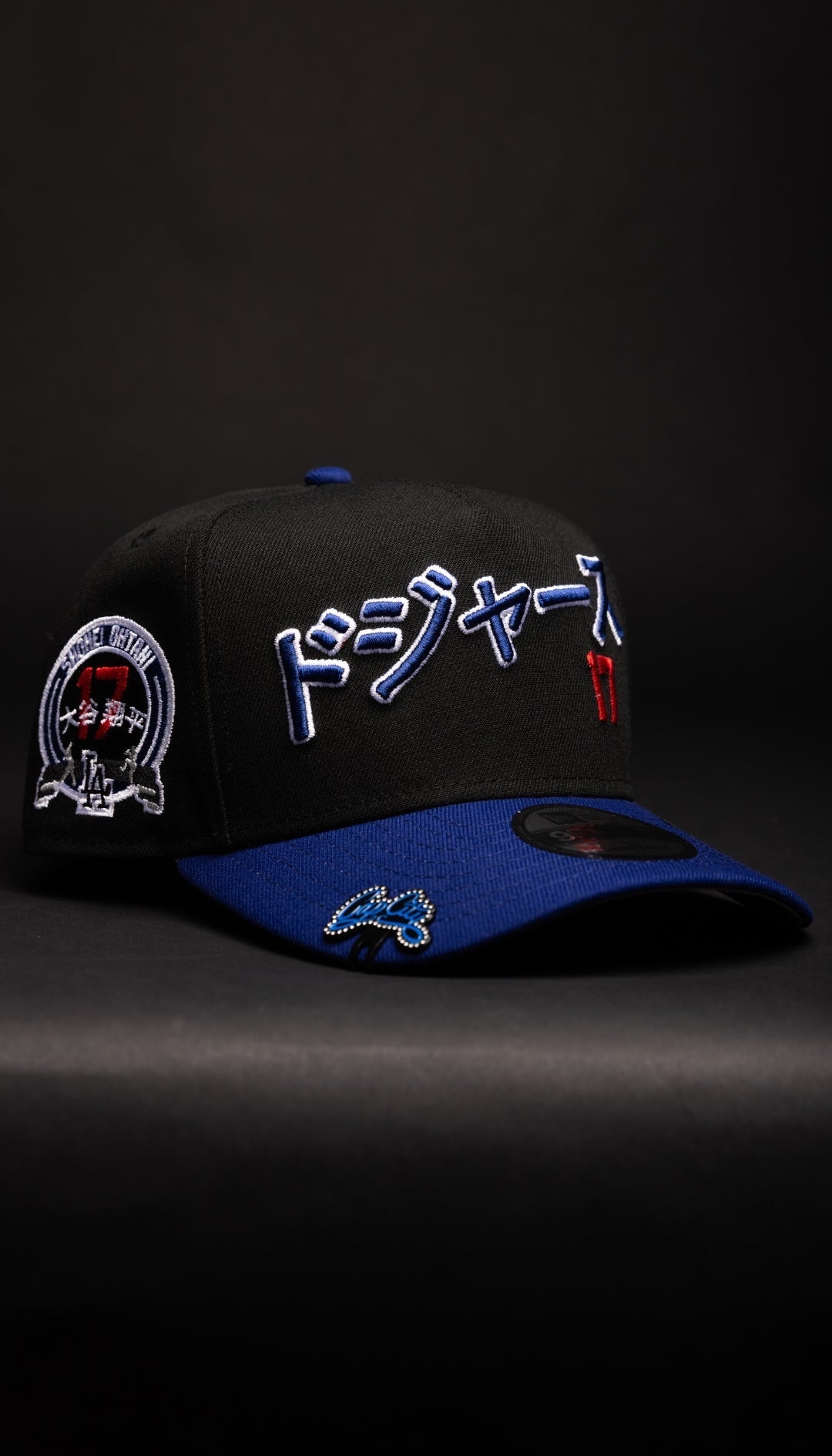 NEW ERA 9FIFTY A-FRAME BLACK/BLUE LOS ANGELES DODGERS JAPANESE SCRIPT W/ SHOHEI OHTANI SIDE PATCH