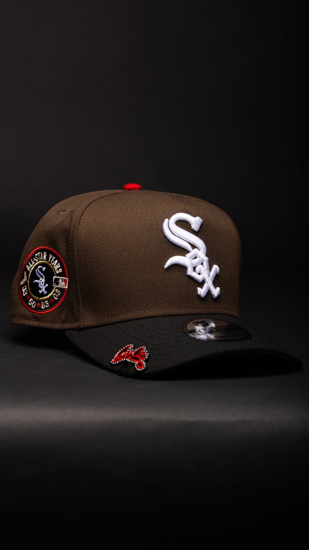 NEW ERA 9FIFTY A-FRAME BROWN/BLACK CHICAGO WHITE SOX SNAPBACK W/ ALL STAR YEARS SIDE PATCH