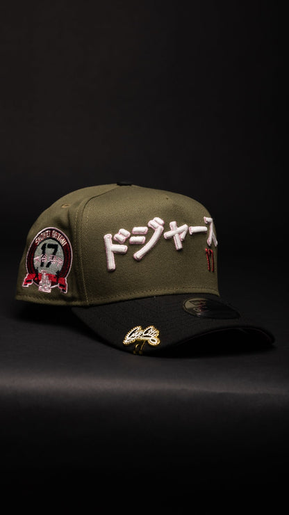 NEW ERA 9FIFTY A-FRAME OLIVE/BLACK LOS ANGELES DODGERS JAPANESE SCRIPT W/ SHOHEI OHTANI SIDE PATCH