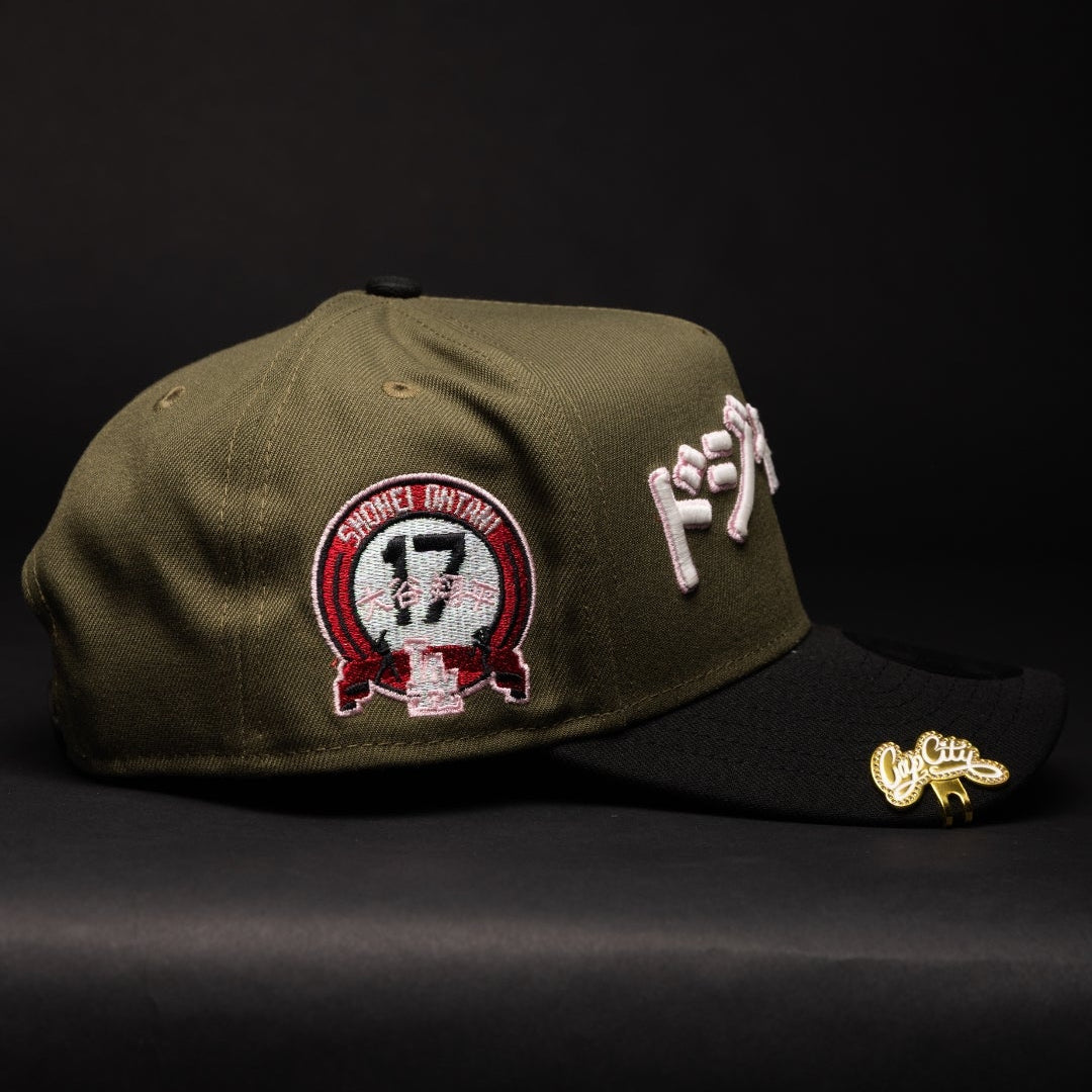 NEW ERA 9FIFTY A-FRAME OLIVE/BLACK LOS ANGELES DODGERS JAPANESE SCRIPT W/ SHOHEI OHTANI SIDE PATCH