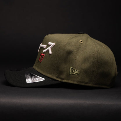 NEW ERA 9FIFTY A-FRAME OLIVE/BLACK LOS ANGELES DODGERS JAPANESE SCRIPT W/ SHOHEI OHTANI SIDE PATCH