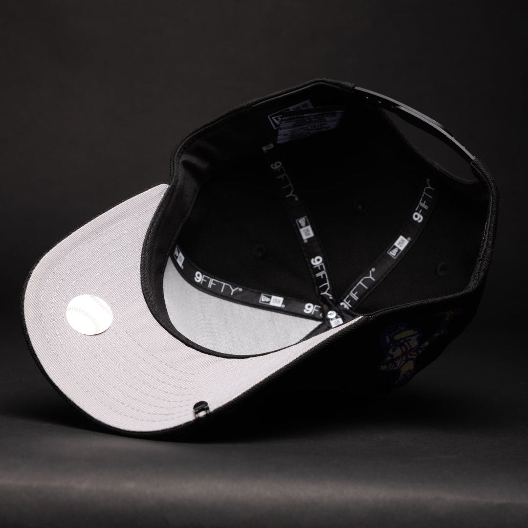 NEW ERA 9FIFTY A-FRAME BLACK ATLANTA BRAVES SNAPBACK W/ MASCOT SIDE PATCH