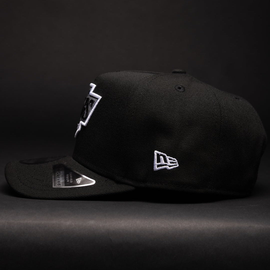 NEW ERA 9FIFTY A-FRAME BLACK LOS ANGELES KINGS SNAPBACK W/ 25TH ANNIVERSARY SIDE PATCH